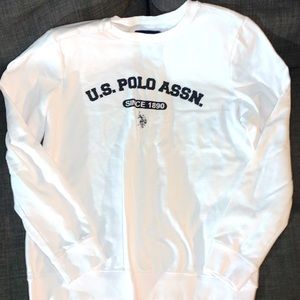 white polo long sleeve crew neck